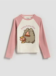 Reserved - Bawełniana koszulka Pusheen - brudny róż - Bluzki dla dziewczynek - miniaturka - grafika 1