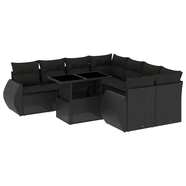 Zestaw mebli ogrodowych z rattanu PE, czarny, wymiary: 62x62x69 cm, stół