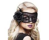 Dodatki do strojów karnawałowych - Boland Maska Karnawałowa "Dama" czarna ażurowa 97528 - miniaturka - grafika 1