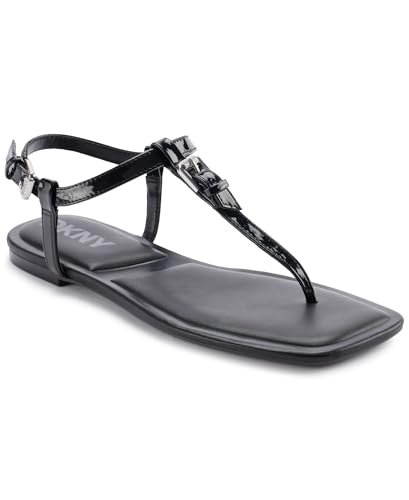 DKNY Damskie sandały Datto-Flat Stringi, Czarne, 44 EU, Czarny, 40.5 EU