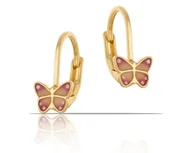 Biżuteria dla dzieci - Kolczyki dla dzieci, różowo - żółte motylki (P15/KDS/11/6AU) - miniaturka - grafika 1