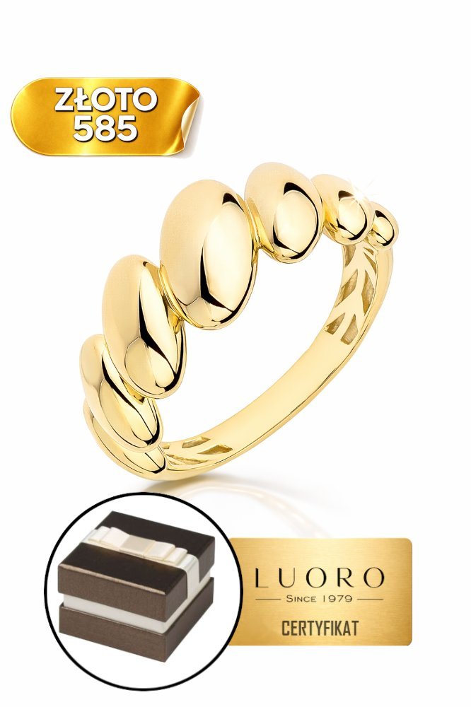PIERŚCIONEK ZŁOTY 585 14K SIEDM OVALI KLASYZCZNY ELEGANCKI R12