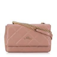 Torebki damskie - Damska torebka crossbody skórzana w romby różowa - miniaturka - grafika 1