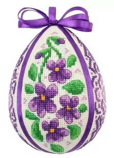 Haft krzyżykowy - Zestaw do haftu - Pisanka z fiołkami - Pasmanteria - miniaturka - grafika 1