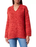 Swetry damskie - United Colors of Benetton Damski sweter z dekoltem w serek M/L 1442d400k, wielokolorowy, średni czerwony, 68j, XS - miniaturka - grafika 1