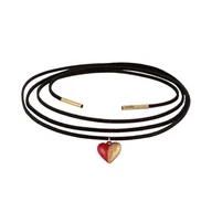 Biżuteria dla dzieci - Czarny choker z czerwono złotym serduszkiem, wiązany z przodu (C24/WIO/84/3AU) - miniaturka - grafika 1