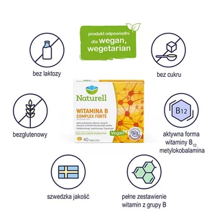 Naturell POLSKA SP.Z O.O Witamina B Complex Forte 2 x 40 tabletek - Witaminy i minerały - miniaturka - grafika 3