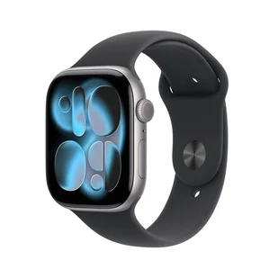 Apple Watch 11 GPS + Cellular 46mm z aluminium gwiezdna szarość pasek sportowy M/L Czarny - Smartwatch - miniaturka - grafika 1