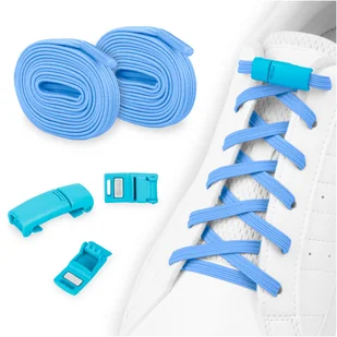 Sznurówki bez wiązania niebieskie z jasnoniebieską zapinką na magnes 100 cm - Akcesoria obuwnicze Sznurówki bez wiązania niebieskie z jasnoniebieską zapinką na magnes 100 cm - Akcesoria obuwnicze - miniaturka - grafika 1