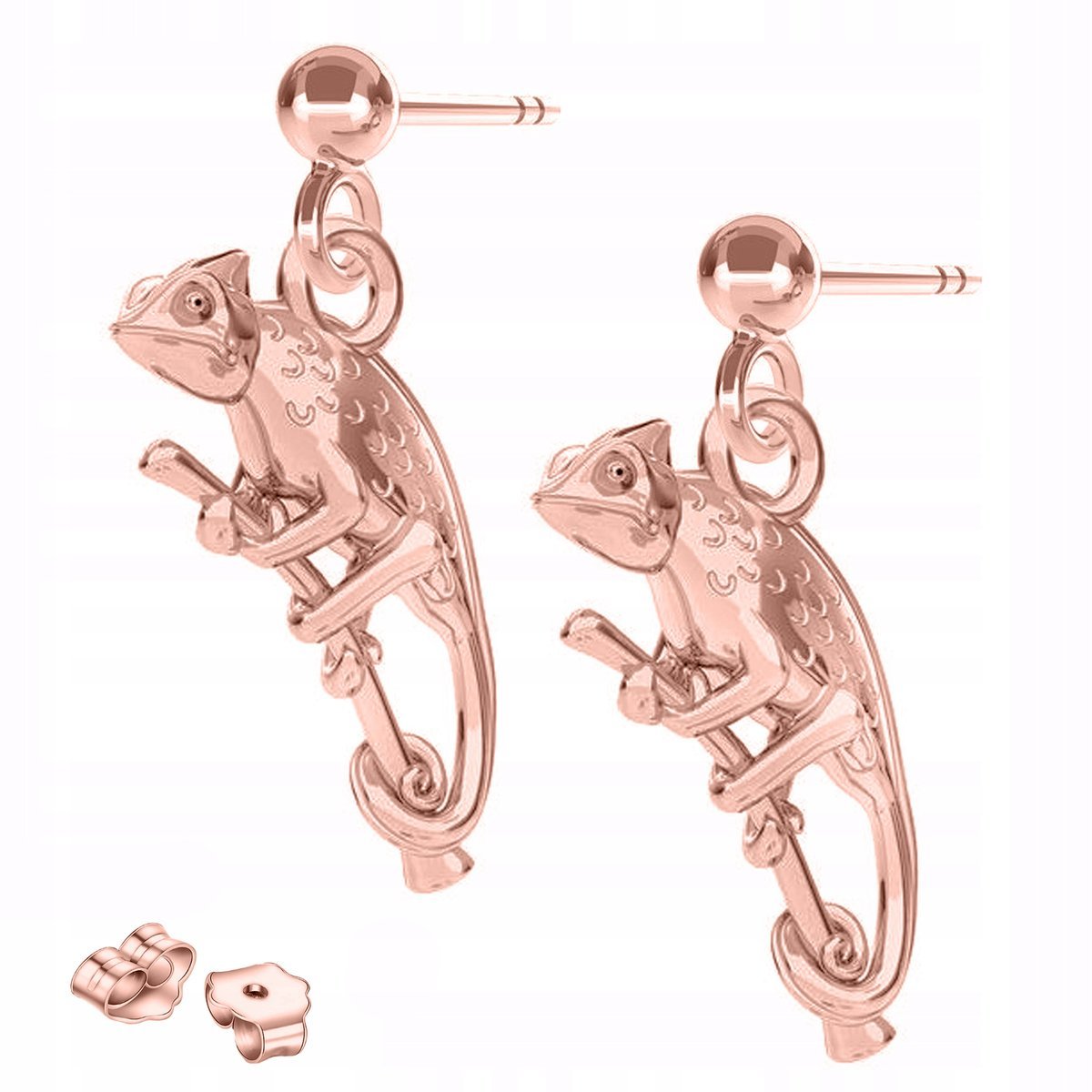 Kolczyki Pozłacane Kameleon Jaszczurka Kameleony Jaszczurki SREBRO 925