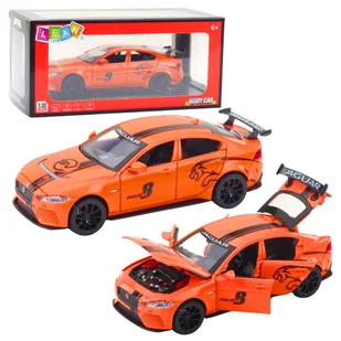 Samochód Metalowy Jaguar Światła Dżwieki Pomarańczowy LEAN Toys - Samochody i pojazdy dla dzieci - miniaturka - grafika 1