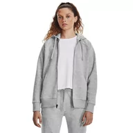 Bluzy sportowe damskie - Damska bluza dresowa rozpinana z kapturem Under Armour UA Rival Fleece FZ Hoodie - szara - UNDER ARMOUR - miniaturka - grafika 1