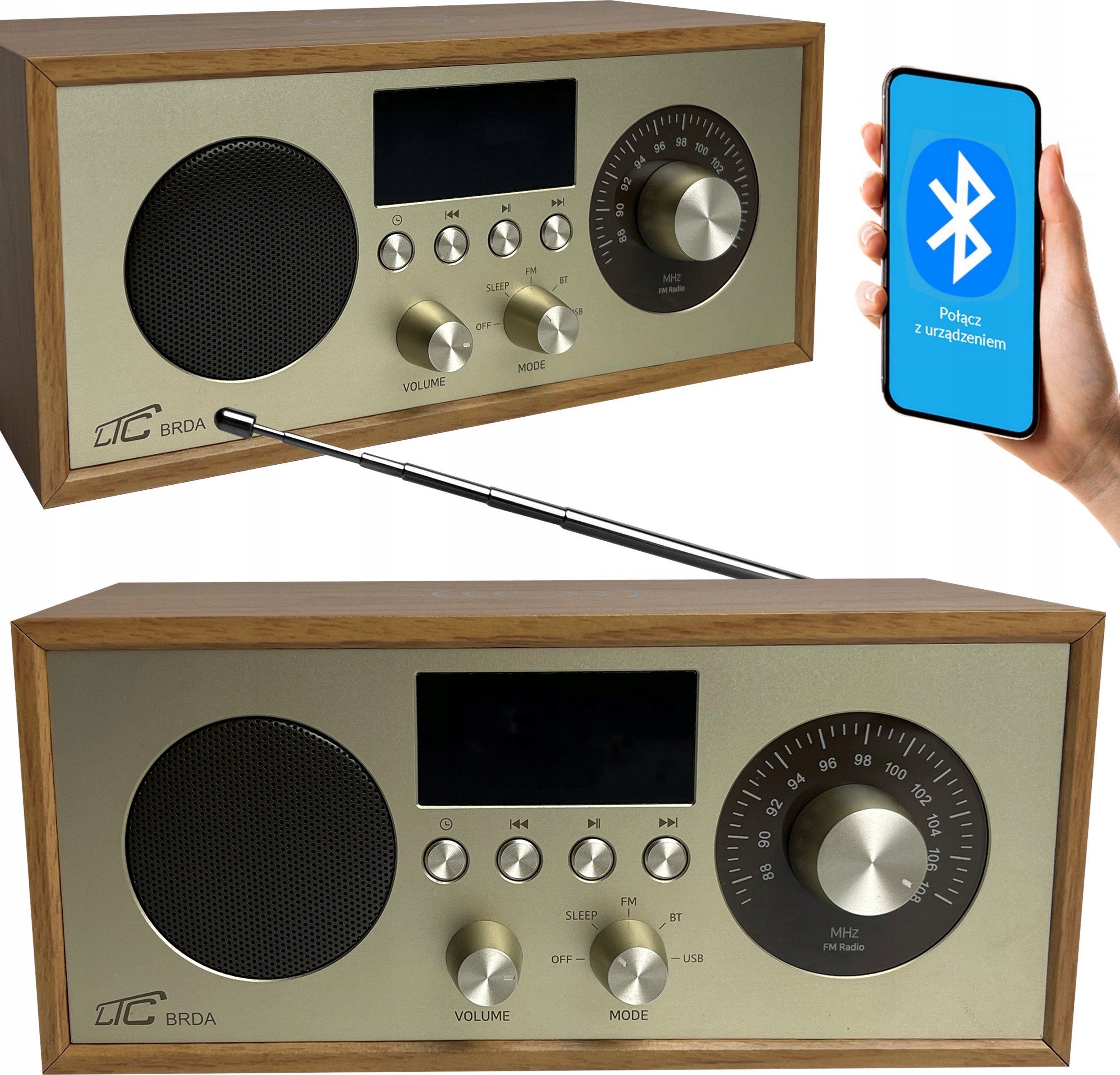 LTC Brda FM/BT/USB jasny brąz/złote