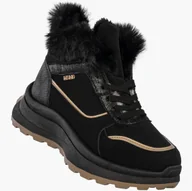 Botki damskie - Botki Damskie Buty na platformie Sneakersy Ocieplane Trzewiki Czarne Czarny 36 - miniaturka - grafika 1