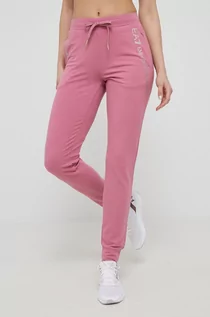 Spodnie damskie - EA7 Emporio Armani EA7 Emporio Armani Spodnie damskie kolor różowy z nadrukiem - grafika 1