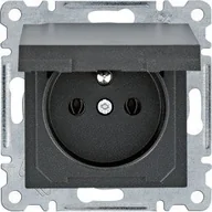 Gniazdka elektryczne - Hager LUMINA-INTENSE-PASSION-Gniazdo-zasilające-z-uziemieniem-i-pokrywą-16-A-250-VAC-czarny WL1123 - miniaturka - grafika 1