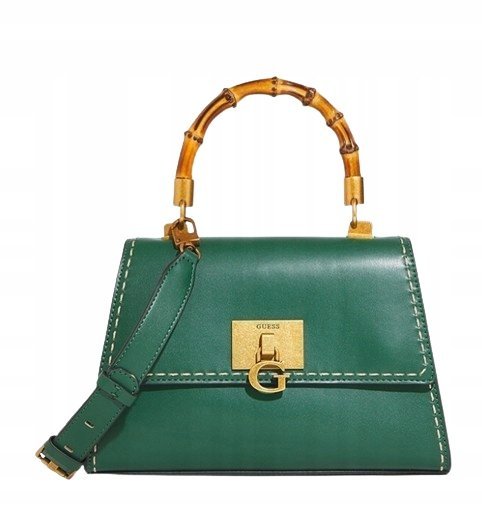 GUESS ZIELONA KLASYCZNA TOREBKA Z RĄCZKĄ BAMBUSOWĄ ONE G_A