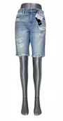 Spodenki damskie - Guess Bermuda -W92D67D3L71 -damskie spodenki jeansowe oryginalne dziury W28 - miniaturka - grafika 1