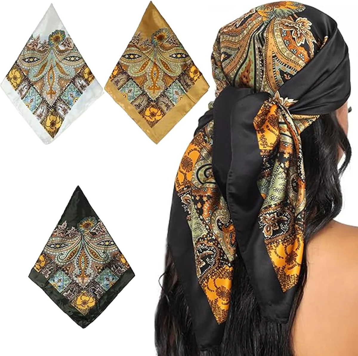 SZALIKI 3 SZTUKI 90X90CM JEDWABNE DAMSKIE KOBIECE ELEGANCKIE MODNE