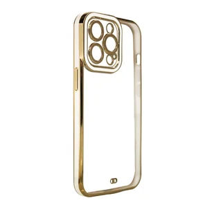 Fashion Case etui do iPhone 12 Pro żelowy pokrowiec ze złotą ramką biały - Etui i futerały do telefonów - miniaturka - grafika 1