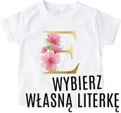 Koszulki dla dziewczynek - koszulka z pierwszą literką imienia dla dziewczynki - miniaturka - grafika 1