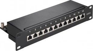 Goobay CAT 6 panel krosowy 10-calowy 25,4 cm, 12 portów - Wersja kolorystyczna Czarny - Pozostałe akcesoria sieciowe - miniaturka - grafika 1