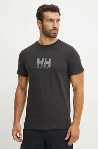 Helly Hansen t-shirt bawełniany CORE GRAPHIC męski kolor czarny wzorzysty 53936 - Koszulki męskie - miniaturka - grafika 1