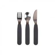 Sztućce dla dzieci - Filibabba silikonowy zestaw sztućców 3szt. stone - miniaturka - grafika 1