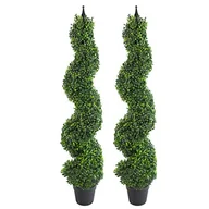 Sztuczne drzewka - Leaf LEAF-7164-PAIR sztuczna wieża bukszpanowa topiary spirala skręcona metalowa górna konstrukcja UK, 120 cm - miniaturka - grafika 1