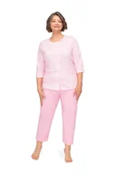 Piżamy damskie - PIŻAMA DAMSKA M RĘKAW 7/8 ROZPINANA Z KIESZENIAMI RÓŻOWA BAWEŁNIANA - miniaturka - grafika 1