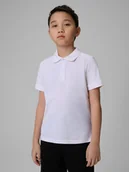 Koszulki dla chłopców - 4F Koszulka polo regular chłopięca - biała 146 (10-11 lat) - miniaturka - grafika 1