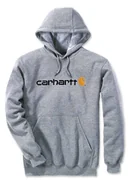 Bluzy sportowe męskie - Bluza męska z kapturem Carhartt Midweight Signature Logo Sweatshirt 034 Heather Grey - miniaturka - grafika 1