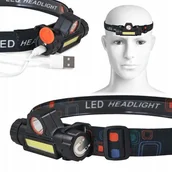 Latarki - Latarka Czołowa Led 1w+1w Cob 6000k Akumulatorowa - miniaturka - grafika 1