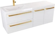 Szafki łazienkowe - Szafka z Umywalką ATHOS 120 cm 2SZ D L MAT - Uchwyt Złoty - miniaturka - grafika 1