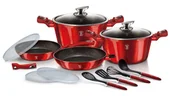 Zestawy garnków i patelni - Czerwony zestaw garnków i patelni W4-P12 - miniaturka - grafika 1