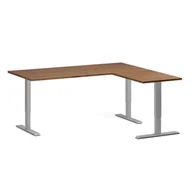 Biurka - Stół z regulacją wysokości, 3 silniki, 745 - 1215 mm, narożnik L/P, blat 1800 x 1600 mm, podstawa szara, orzech - miniaturka - grafika 1
