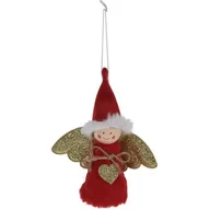 Bombki - ZAWIESZKA BOMBKA DEKORACYJNA ANIOŁEK 14CM CZERWONY - miniaturka - grafika 1