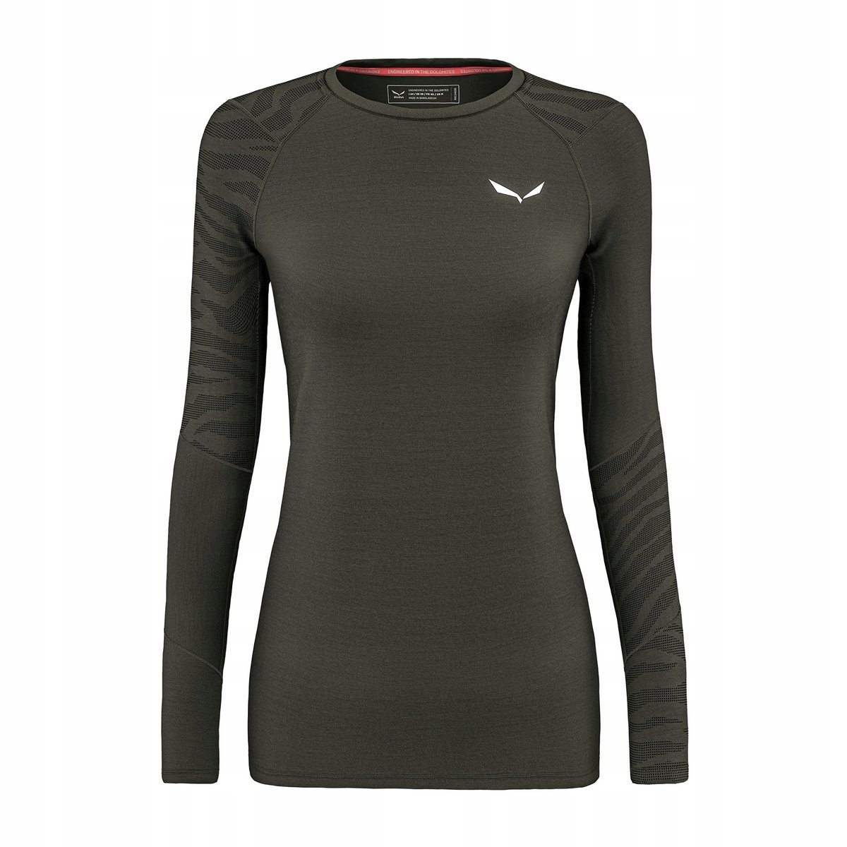 Salewa Cristallo Warm Amr L/S Tee - damska bluza termoaktywna - dark olive