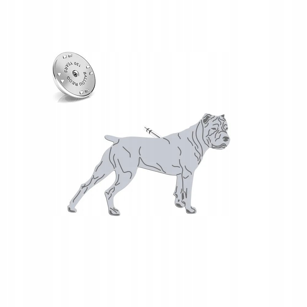 Wpinka Srebrna z psem Bandog 925 Pin Biżuteria Prezent Kobieta DEDYKACJA