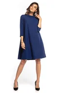 Sukienki - Sukienka trapezowa z kołnierzem, T349, granatowa - miniaturka - grafika 1
