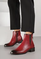 Botki damskie - Czerwone Botki Sztyblety z Elastyczną Wstawką Verithelle - Born2be - miniaturka - grafika 1