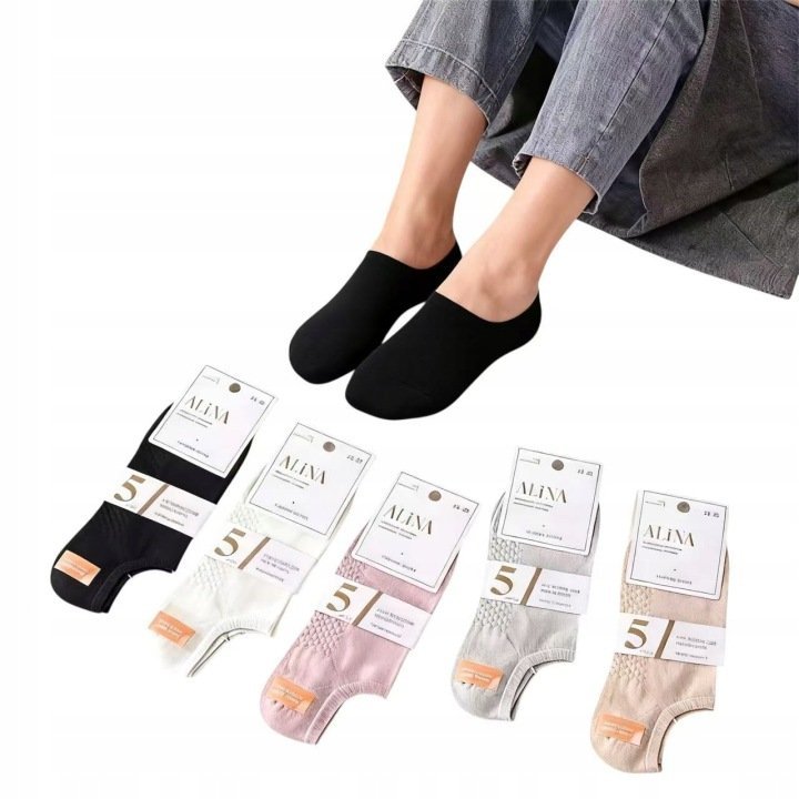 SKARPETKI STOPKI BAWEŁNIANE DAMSKIE 5 PAR ROZMIAR 39-42