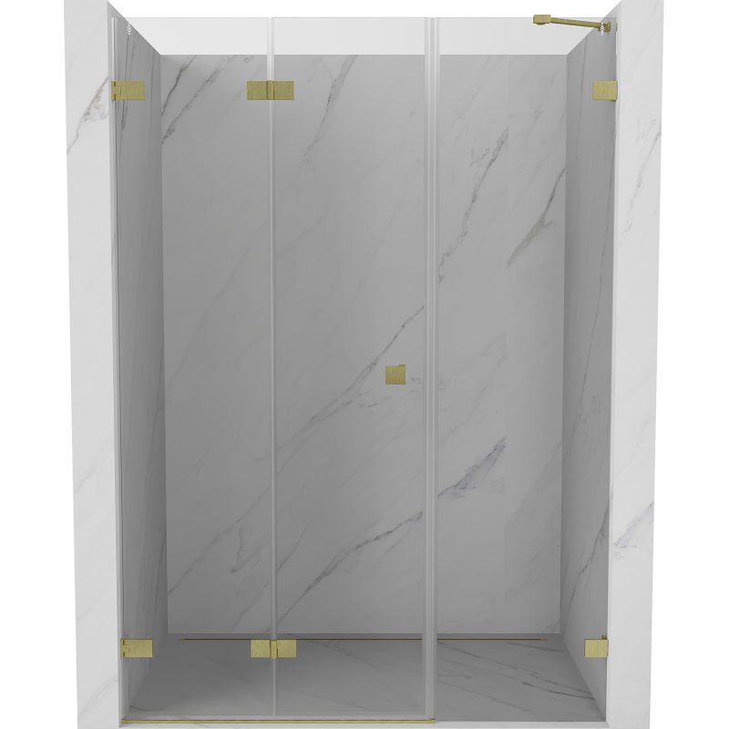 Mexen Lunar-F drzwi prysznicowe składane lewe 140 cm, transparent, złote szczotkowane - 836S-140-050-55-00-L