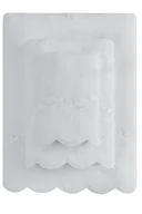 Ręczniki - Ręcznik kąpielowy SILVIA 85x150cm z koronką Biały - miniaturka - grafika 1