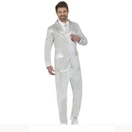 Stroje karnawałowe - STRÓJ GARNITUR MĘSKI SREBRNY POŁYSK-M - miniaturka - grafika 1