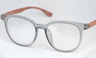 Okulary korekcyjne duże minusy drewno szare -1.5 - Okulary korekcyjne, oprawki, szkła - miniaturka - grafika 1