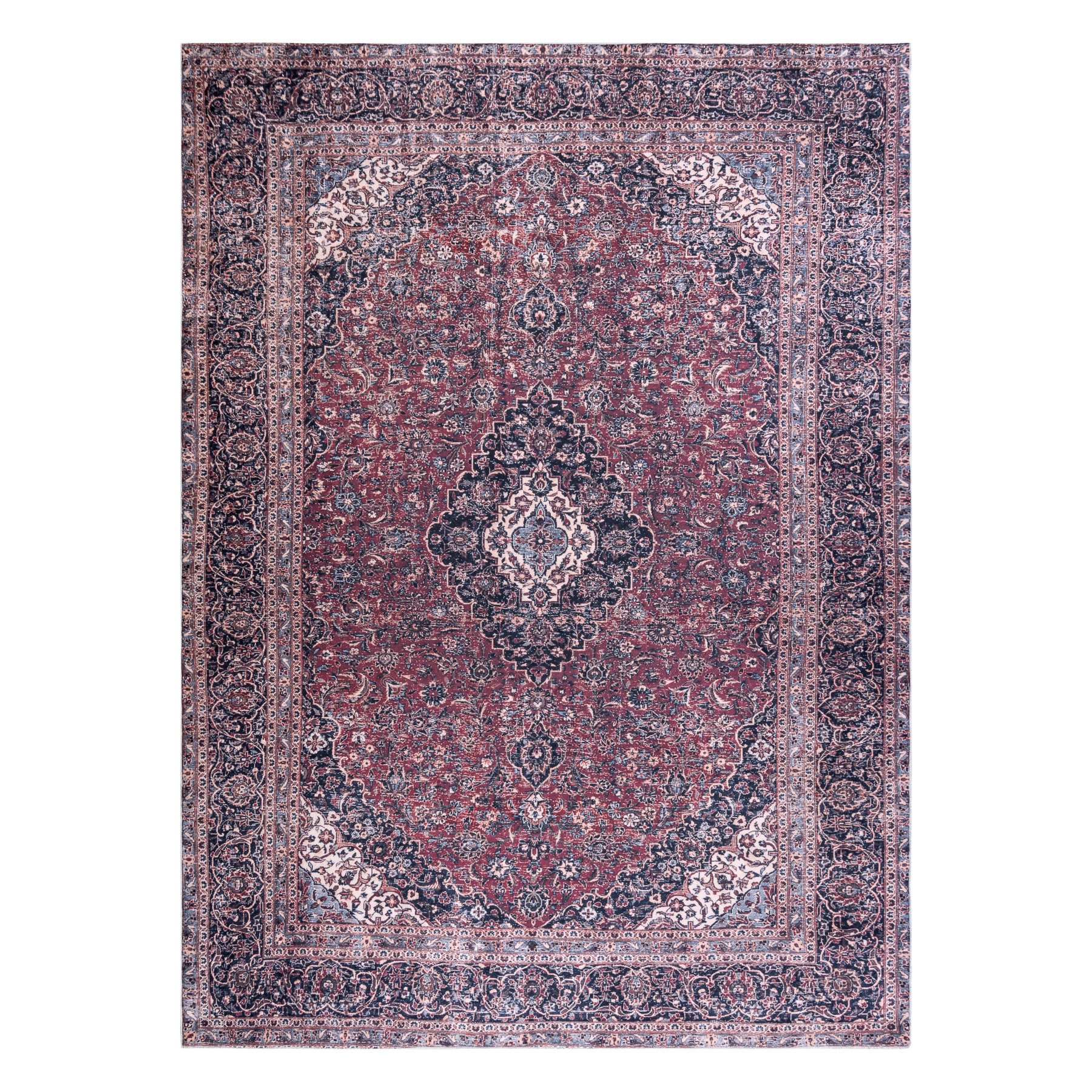 Dywan do prania ANDRE 2288 Orientalny vintage, antypoślizgowy - bordo / szary czerwony 120x170 cm