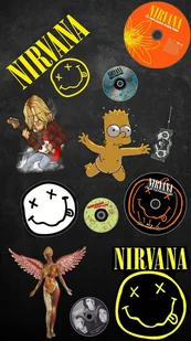 Naklejki na ścianę Nirvana Smiley Kurt Cobain ROCK 90x60 cm - Naklejki na ścianę - miniaturka - grafika 1