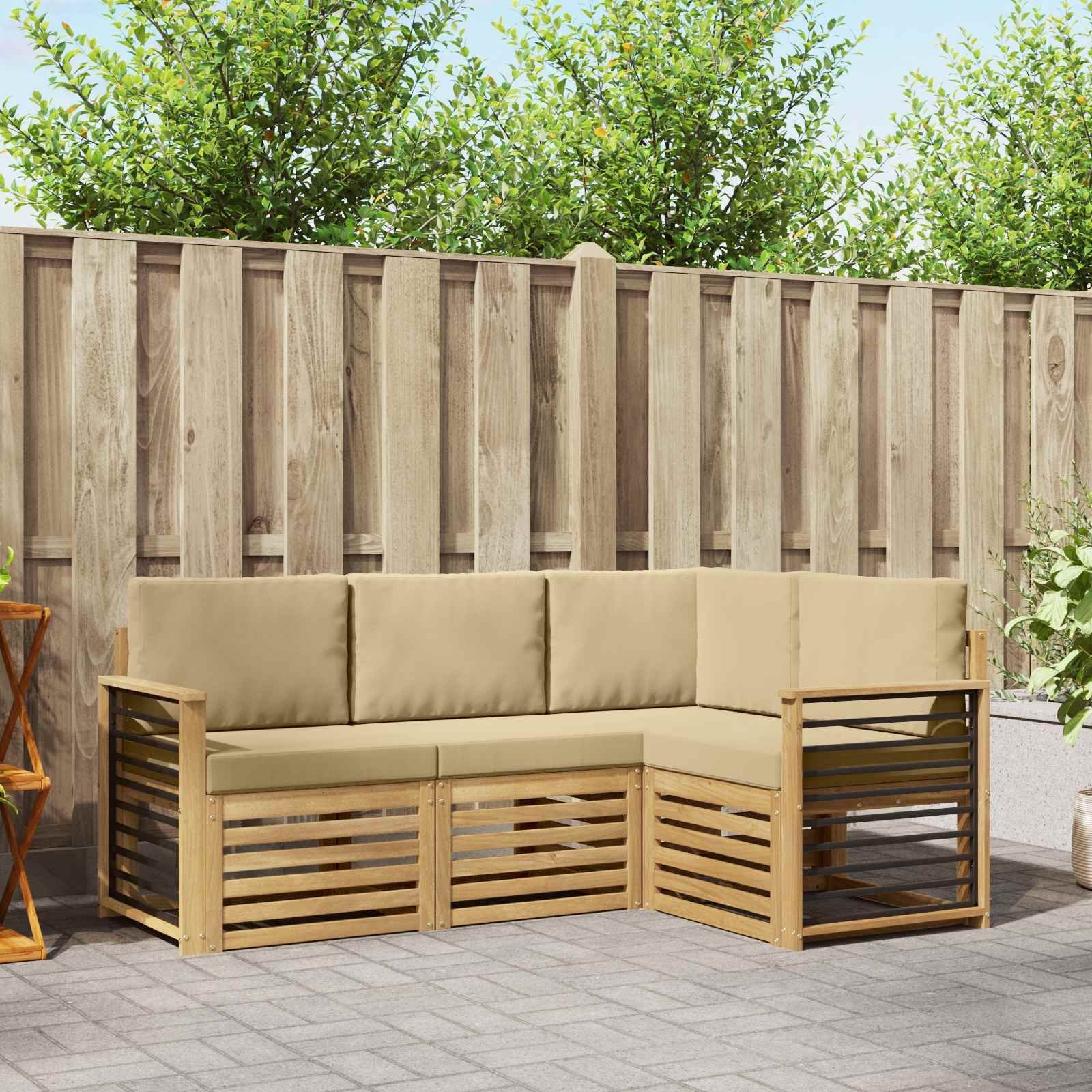 vidaXL Zestawy sof 4 pcs Biały i Beżowy 187,5 x 128,5 x 73 cm