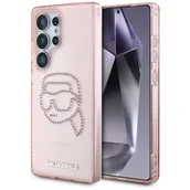 Etui i futerały do telefonów - Karl Lagerfeld Rhinestones Karl Head Logo - Etui Samsung Galaxy S25 Ultra (różowy) - miniaturka - grafika 1